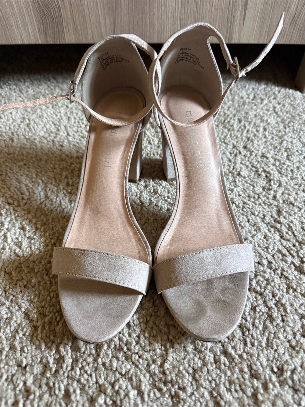 Madden Girl Neutral Block Heel Ankle Strap Sandals